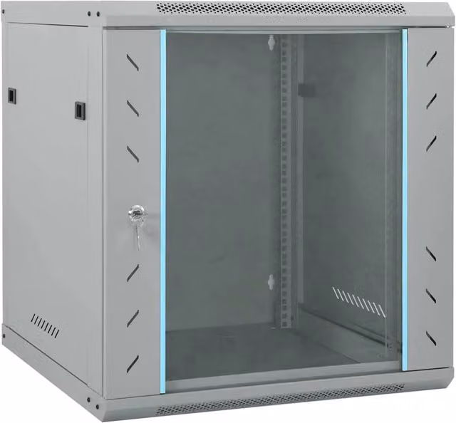 Armadio a parete HELLOSHOP26 in stile industriale con ante in vetro e serratura, colore grigio argento, L: 60 cm, P: 45 cm, H: 65 cm