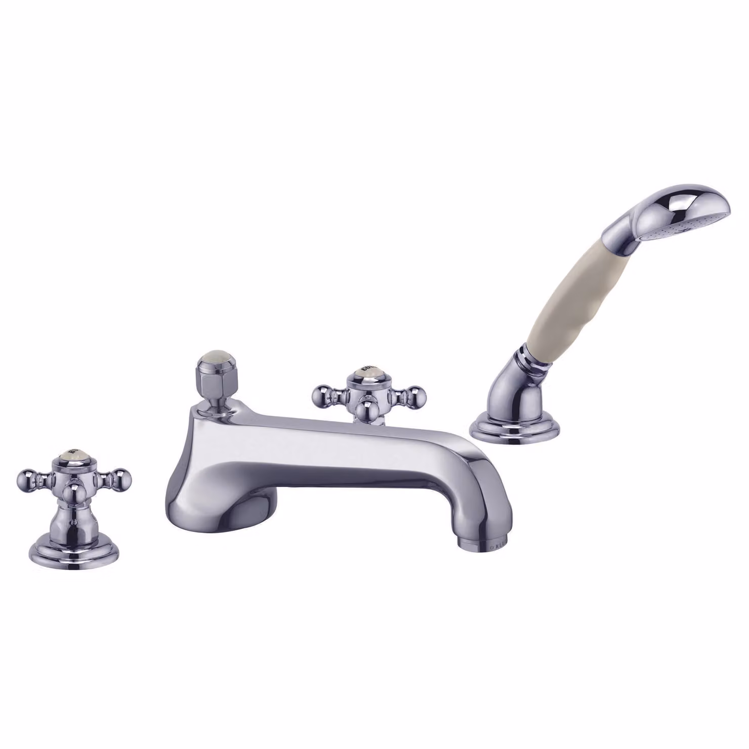 Mitigeur de baignoire et de douche KLUDI 1926, poignées en croix, montage sur pied, montage sur rebord de carrelage à 4 trous, avec douchette à main, 515250520, 515250520