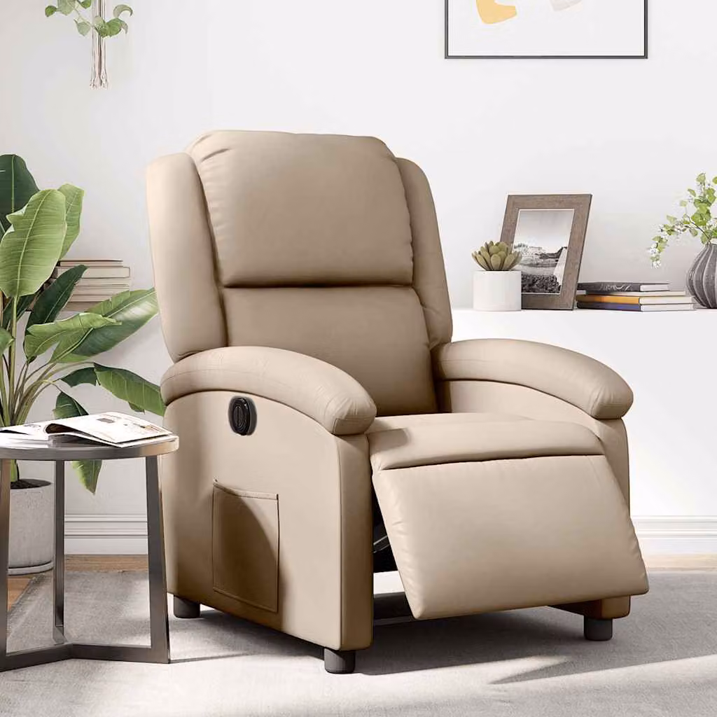 Poltrona Reclinabile Elettrica vidaXL in Similpelle Beige e Marrone con Braccioli – 1