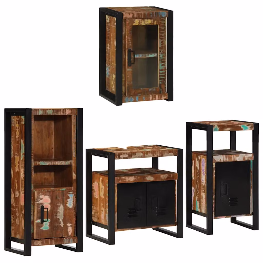 Set di mobili per il bagno vidaXL con mobile lavabo e pensile in legno e metallo, marrone e nero, L/P/H: 55 x 35 x 60 cm