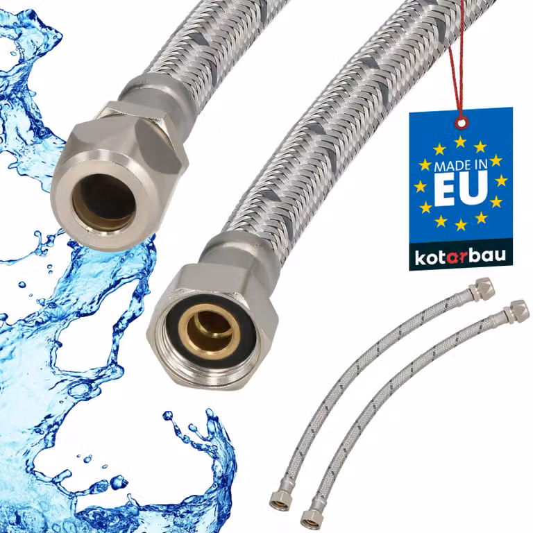 KOTARBAU® 2 Pezzi Tubo Flessibile per Rubinetto 3/8“ x 3/8“ Tubo di Raccordo 40 cm Dado Girevole x Raccordo a Pressare Acciaio Inox