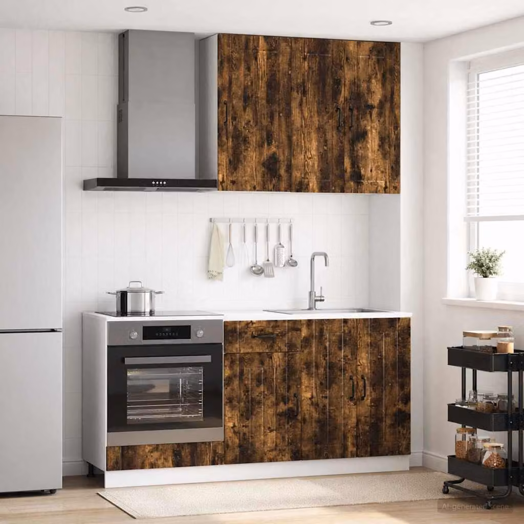 Unità cucina moderna vidaXL LUCCA 5 pezzi in legno ingegnerizzato Rovere Fumo marrone