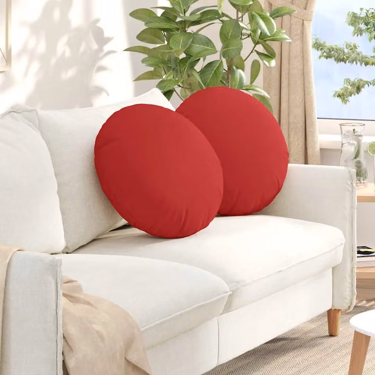 Set di 2 cuscini per seduta rotondi vidaXL in tessuto rosso con rivestimento lavabile, Ø 50 cm x H 19 cm
