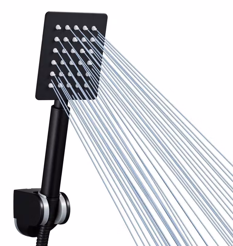 Rubinetto a leva completo in metallo, nero, quadrato, ad alto flusso, ideale per bassa pressione dell'acqua