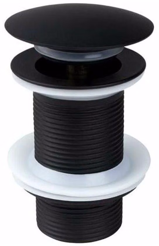 Tappo di scarico nero - valvola a molla - lega di zinco - set di scarico per lavabo con troppopieno - bagno - Set di scarico per lavello