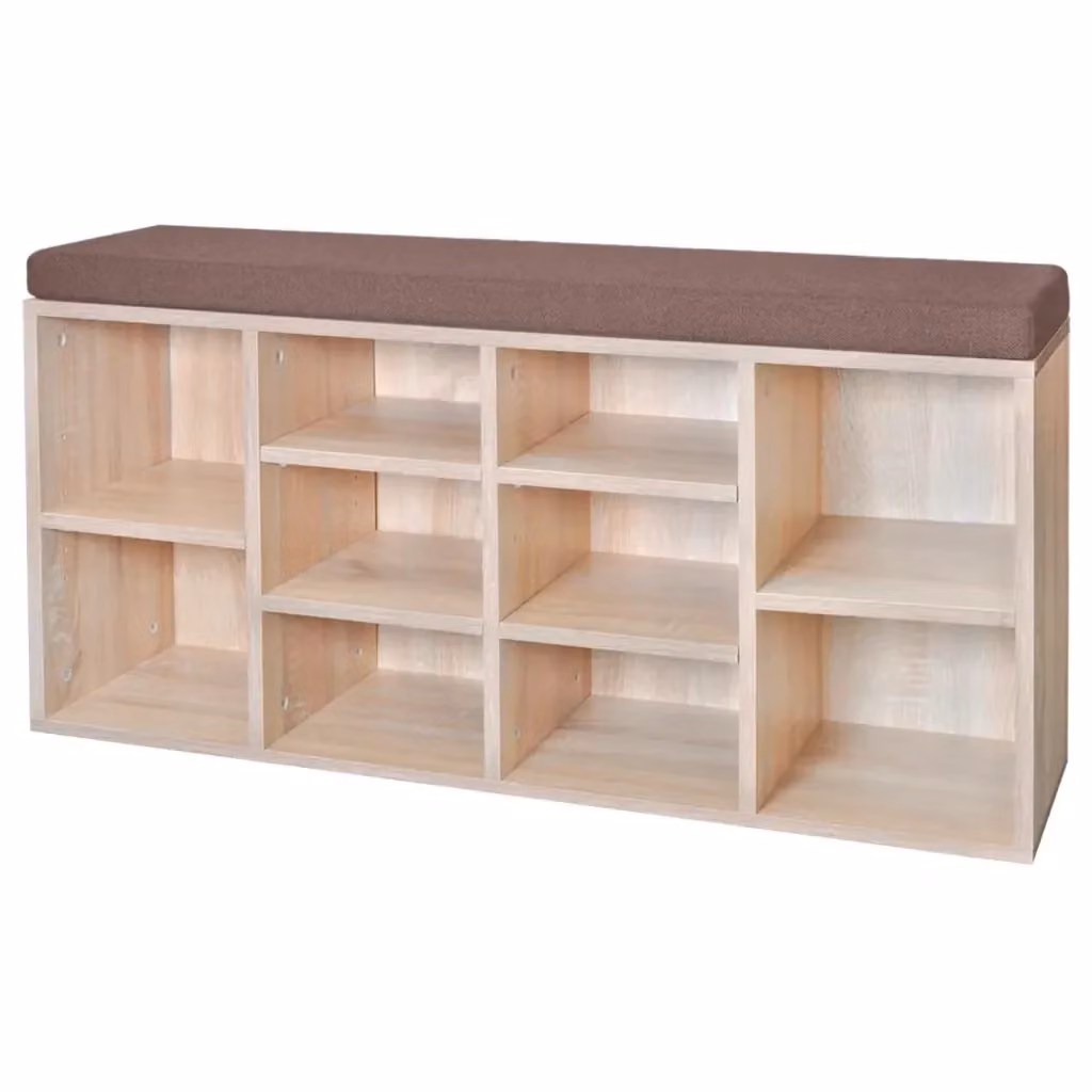 Panchina con scarpiera Design Mania colore marrone con 10 scomparti in MDF per ingresso L: 103 cm, H: 48 cm, P: 30 cm – 2