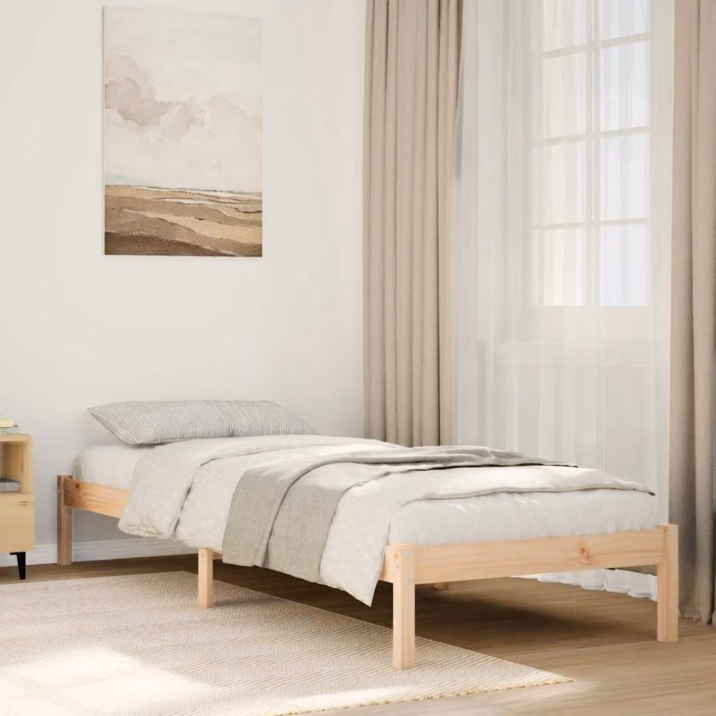 Letto extra lungo vidaXL in legno di pino naturale marrone senza materasso L/P: 80 x 220 cm