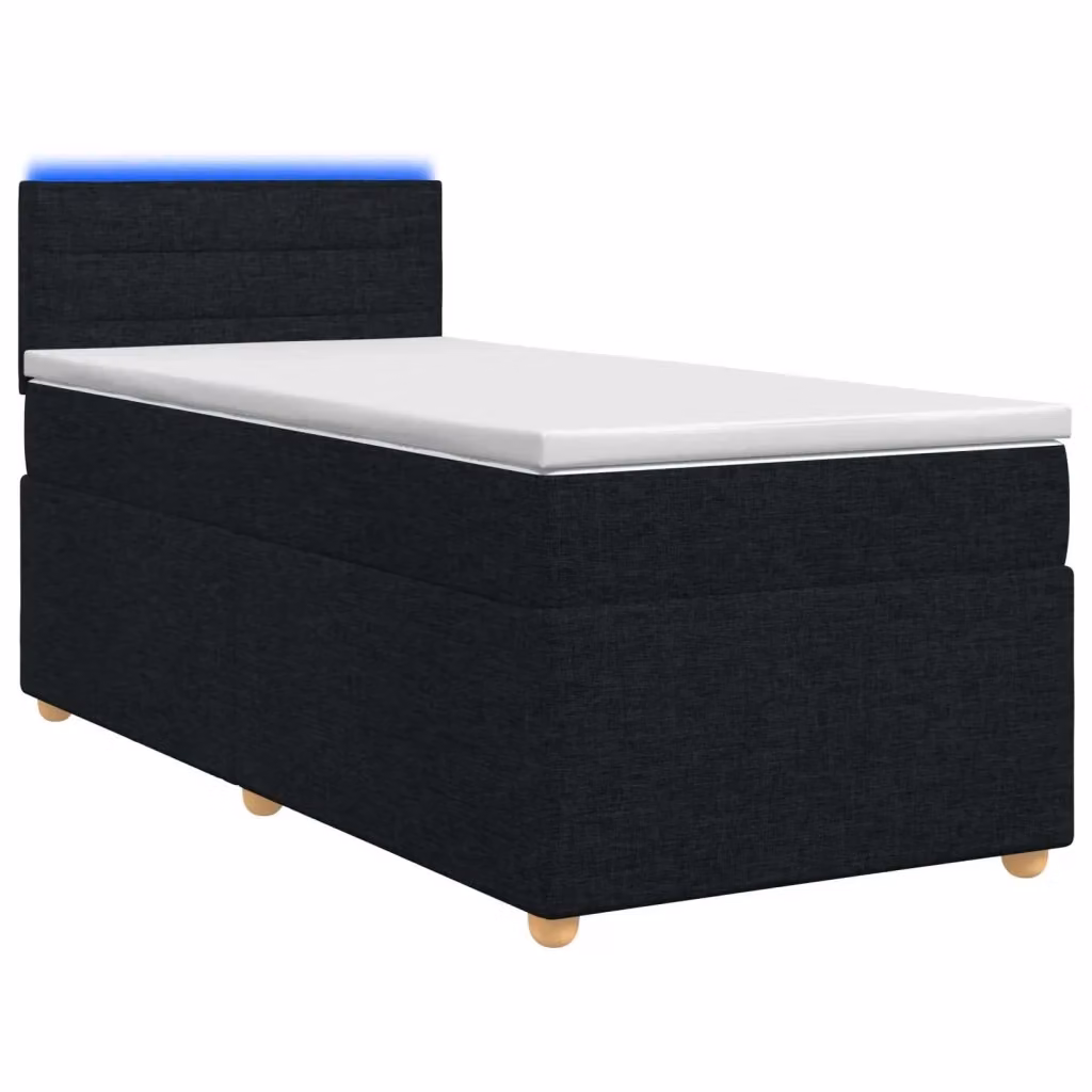 Letto box spring vidaXL con materasso a molle pocket e base contenitore con illuminazione sottostante e porta USB, Nero, L 200 cm x P 100 cm x H 100,5 cm – 2