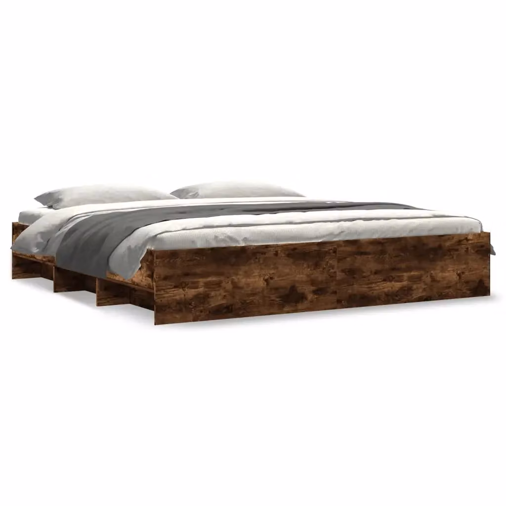 Giroletto senza materasso vidaXL in legno Rovere Fumo L: 180 cm, P: 200 cm, H: 35 cm – 2