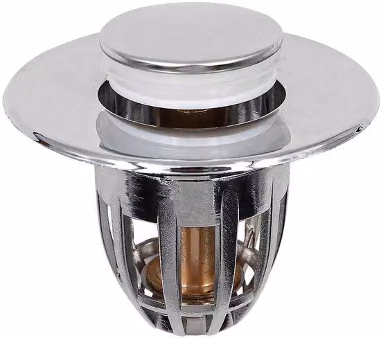 Tappo per lavabo da bagno - Maniglia di apertura - Acciaio inossidabile - Argento
