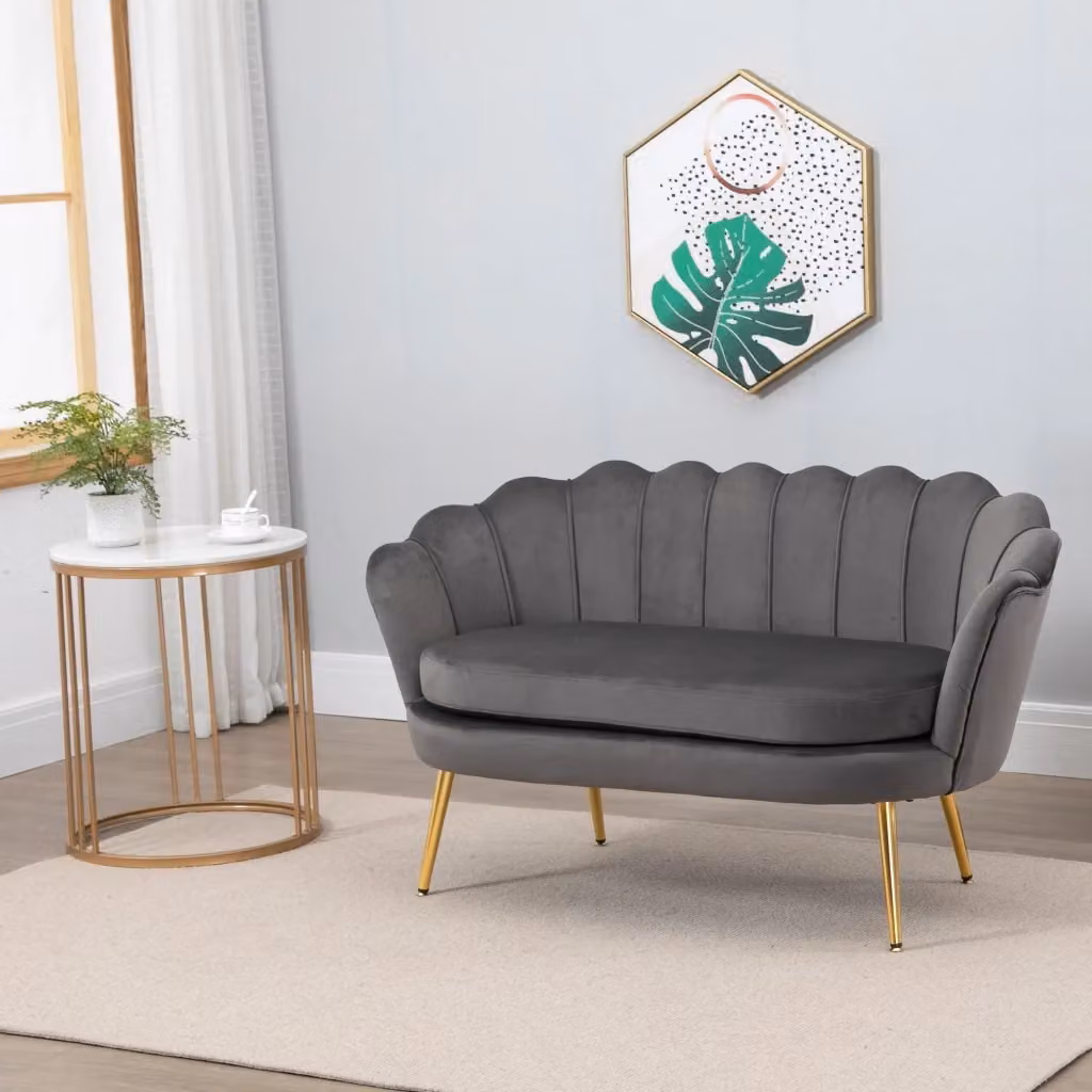 Divano 2 posti XYLO in tessuto effetto velluto grigio L: 150 cm, P: 63 cm, H: 75 cm – 2