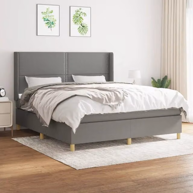 Giroletto a Molle con Materasso Grigio Scuro 180x200 cm Tessuto 3131930