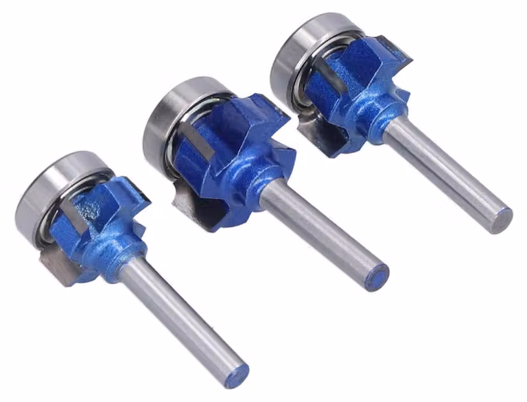 Freesset da 6 mm - Set da 3 pezzi - Frese per legno a 4 taglienti - Raggio R1 mm / R2 mm / Raggio variabile - Per lavorazioni del legno professionali - Precisione e durata - Frese