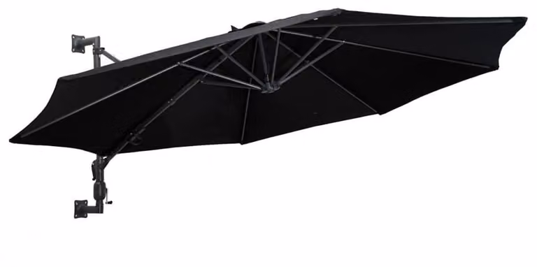 Ombrellone da giardino con asta, diametro 300 cm, 8 stecche, sistema di apertura a manovella, colore nero