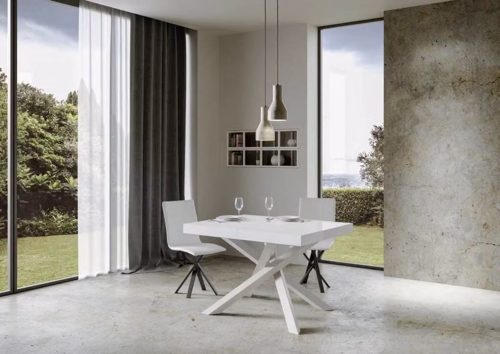 Tavolo allungabile Volta Premium Bs Com bianco frassino con telaio bianco L: 140 cm, P: 90 cm, H: 77 cm, estensibile fino a 400 cm – 2