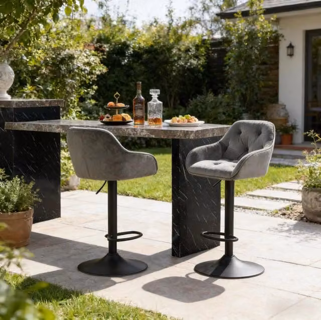 Set di 2 sgabelli da bar 37,5 x 37 x 108,5 cm grigio scuro – regolabili