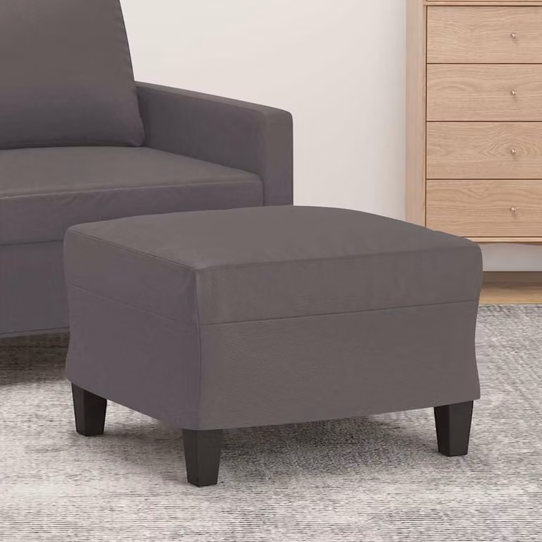 Poggiapiedi vidaXL in similpelle grigio, L 60 cm x P 50 cm x H 41 cm