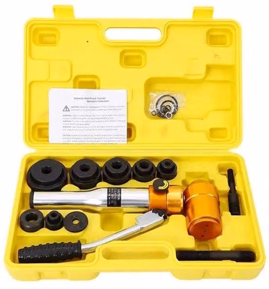 Trapano perforatore - Idraulico - Per la lavorazione dei metalli - 6 matrici - Include olio