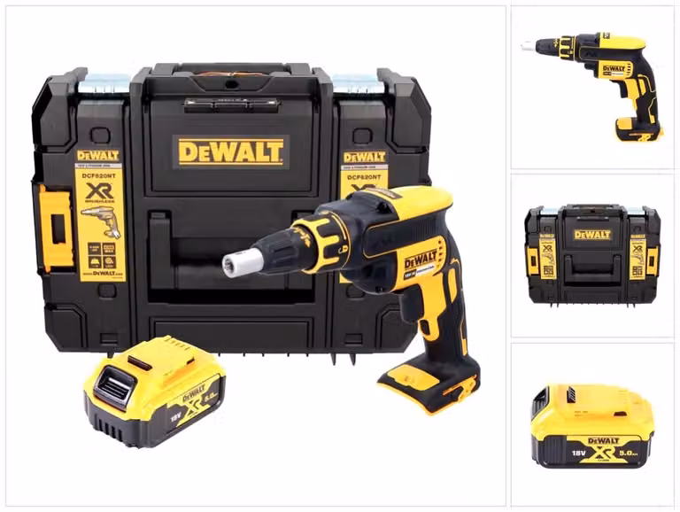 DeWalt DCF 620 18 V Trapano avvitatore per cartongesso in valigetta TSTAK II + 1x Batteria 5,0 Ah - senza caricatore