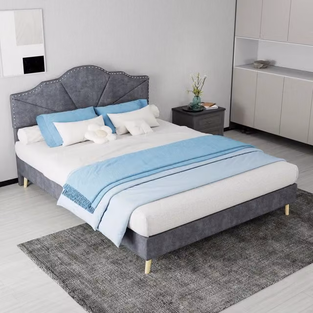 letto moderno in tessuto e metallo grigio 140 x 200 cm