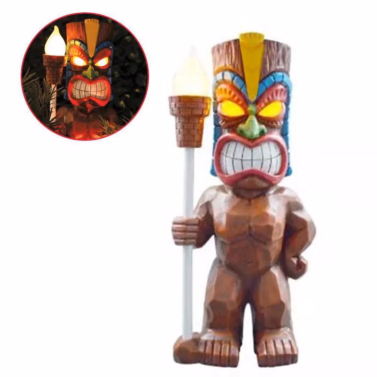 Luce LED tiki a energia solare, figura totemica solare, ornamento, luce LED da giardino, decorazione, artigianato per veranda, prato, sentiero