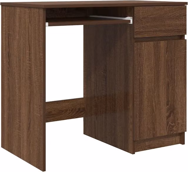 Scrivania moderna in legno color rovere marrone con piano rettangolare L: 86 cm, P: 49 cm, H: 76 cm – 1
