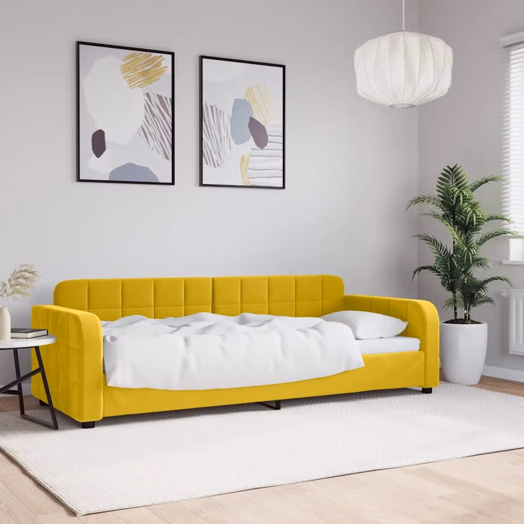 Letto da giorno vidaXL in velluto giallo con struttura in metallo e legno L 200 x P 80 cm