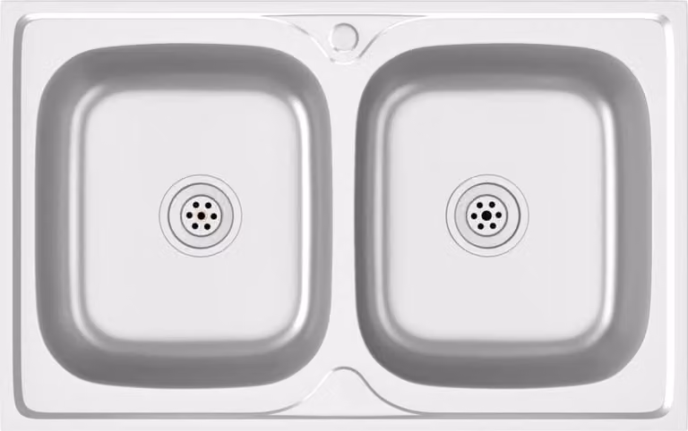 Lavello Cucina Doppia Vasca 800x500x155 mm Argento Acciaio Inox