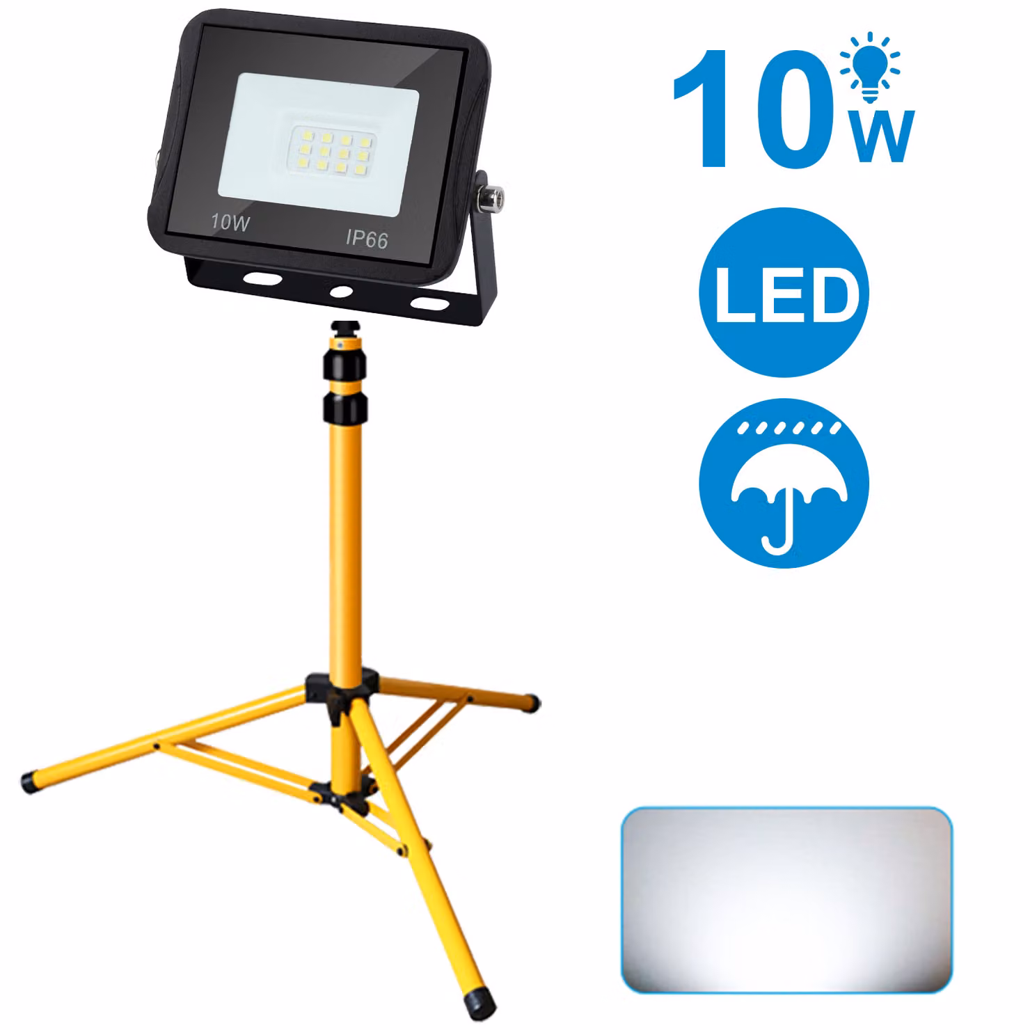 Jopassy LED proiettore da costruzione proiettore da lavoro proiettore con treppiede 10W bianco freddo