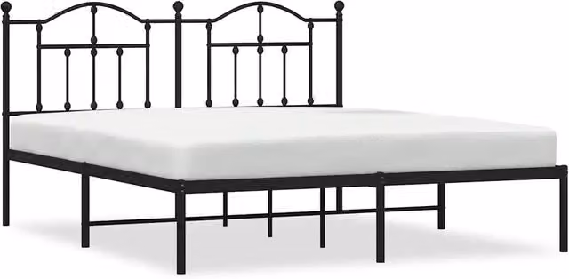 Letto matrimoniale per adulti con giroletto e testiera in metallo nero opaco L/P/H: 160 x 200 cm