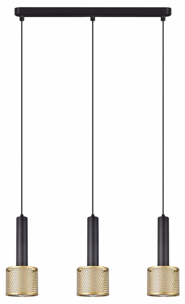 Lampada a sospensione AMO nero-oro 3xE27x15W in metallo, dimensioni: 150x50x12 cm, IP20, Light Prestige