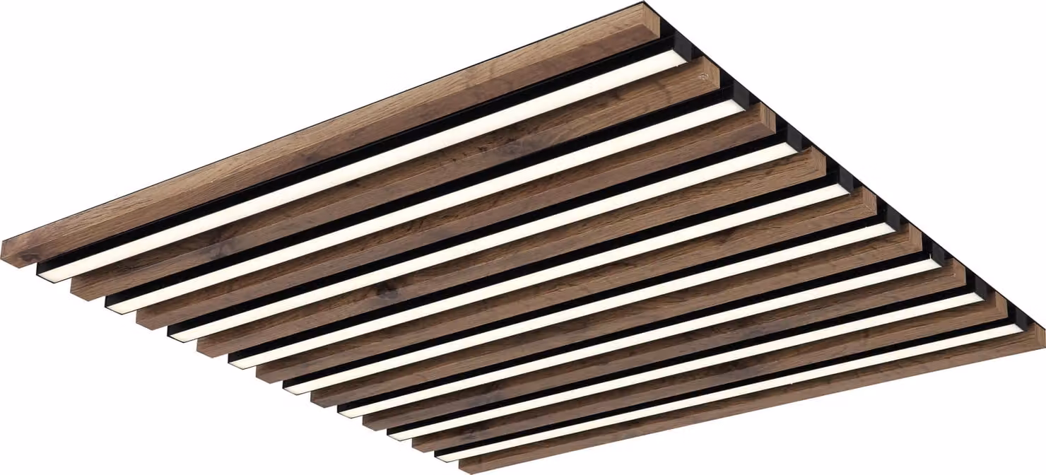 Plafoniera LED, effetto legno, dimmerabile, telecomando, L 60 cm