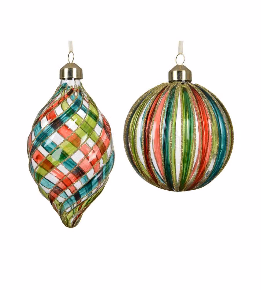 Kaemingk Sfera Decorativa Righe Diametro 10 cm Multicolor Assortita