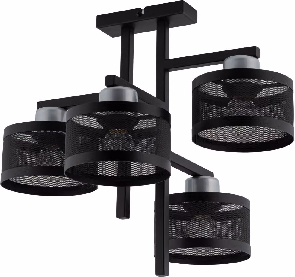 Plafoniera moderna decorativa con paralume nero e argento 3 punti Off 3xE27 15W Sigma Lighting