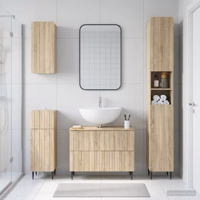 Set di Mobili da Bagno da 4 Pezzi ZWOLLE Rovere Sonoma 3417920