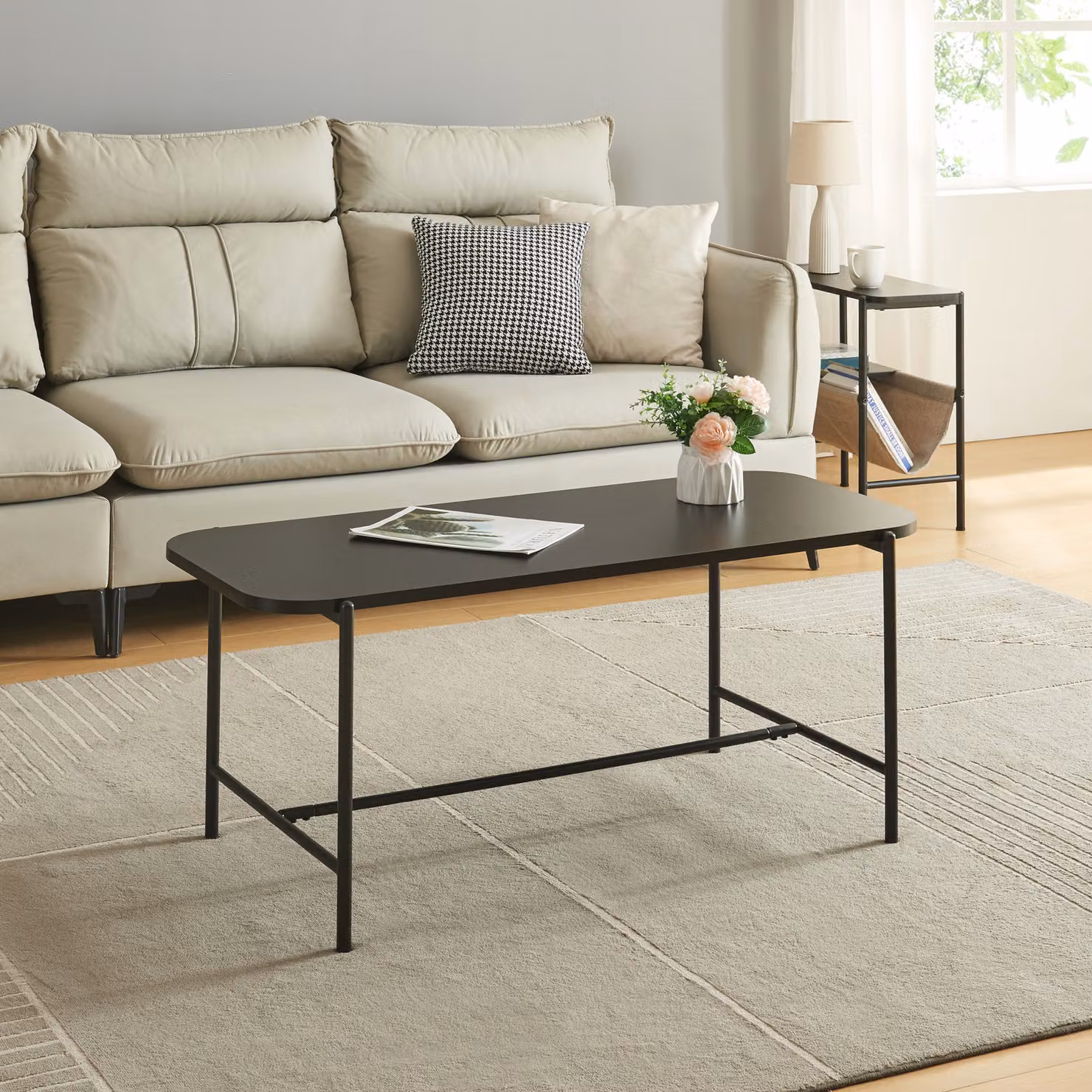 Tavolino 'Samnanger' 110x50x45cm acciaio nero