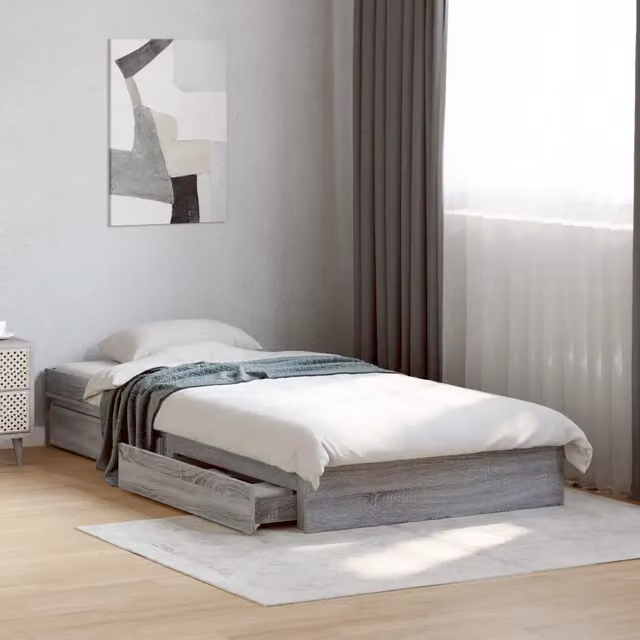 Letto con cassetti vidaXL in legno multistrato grigio 90x200 cm