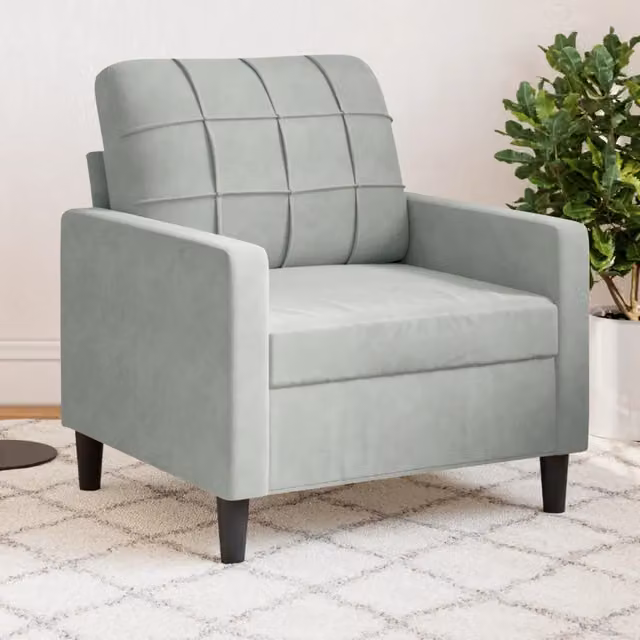 Poltrona relax moderna in velluto grigio con struttura in metallo e braccioli per il tuo soggiorno