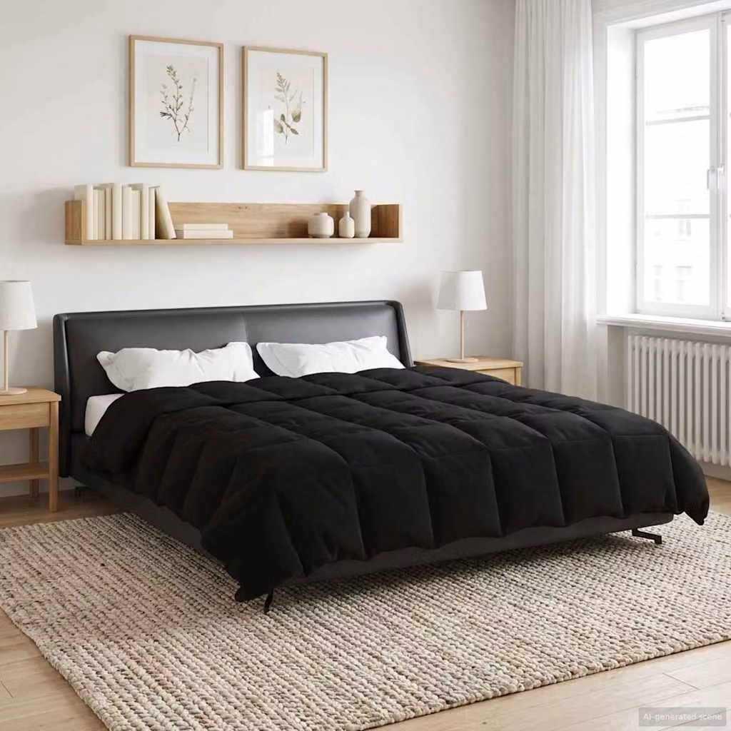 vidaXL Piumone Invernale in Microfibra Traspirabile e Reversibile, Nero, 200 x 220 cm