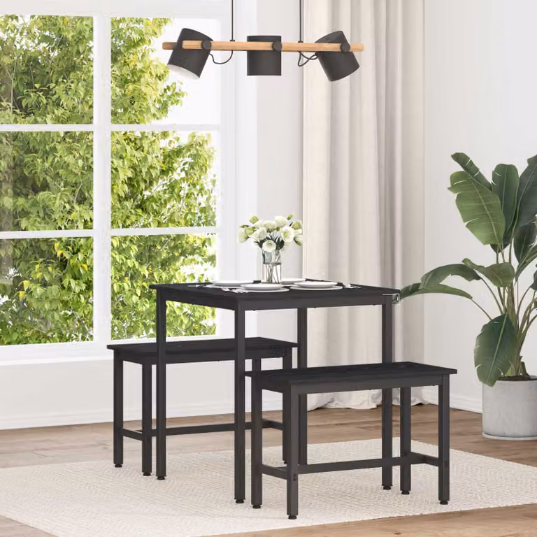 Tavolo da pranzo quadrato vidaXL in legno ingegnerizzato e metallo, L/P/H: 70 x 70 x 75 cm, moderno, nero e marrone