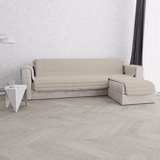 Copridivano con penisola a destra 190 cm Datex panna