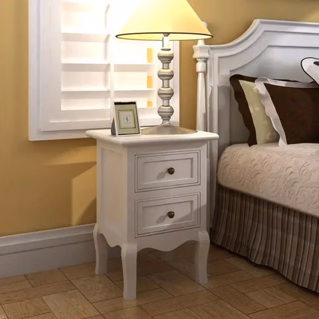 Set di 2 comodini vidaXL in MDF bianco con 2 cassetti per camera da letto – 1