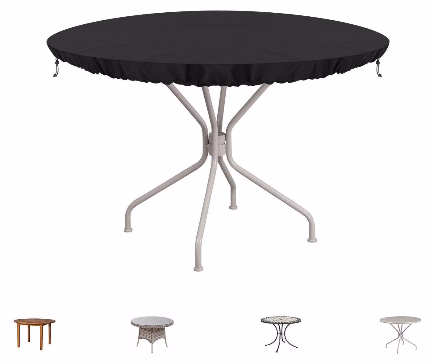 Copertura protettiva per tavolo rotondo, diametro 92 cm, altezza 10 cm, realizzata in tessuto Oxford 420D, impermeabile, resistente ai raggi UV, con coulisse