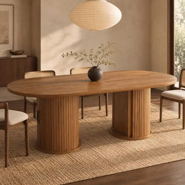 Tavolo da pranzo allungabile ULEVR 150-190x80x75 cm con vano nascosto e struttura interna in metallo, marrone scuro