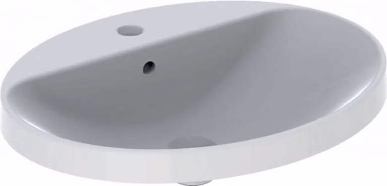 Geberit VariForm lavabo à encastrer ovale, 600x480mm, avec trou pour robinet, avec trop-plein, 500.725.00.2, 500.725.00.2