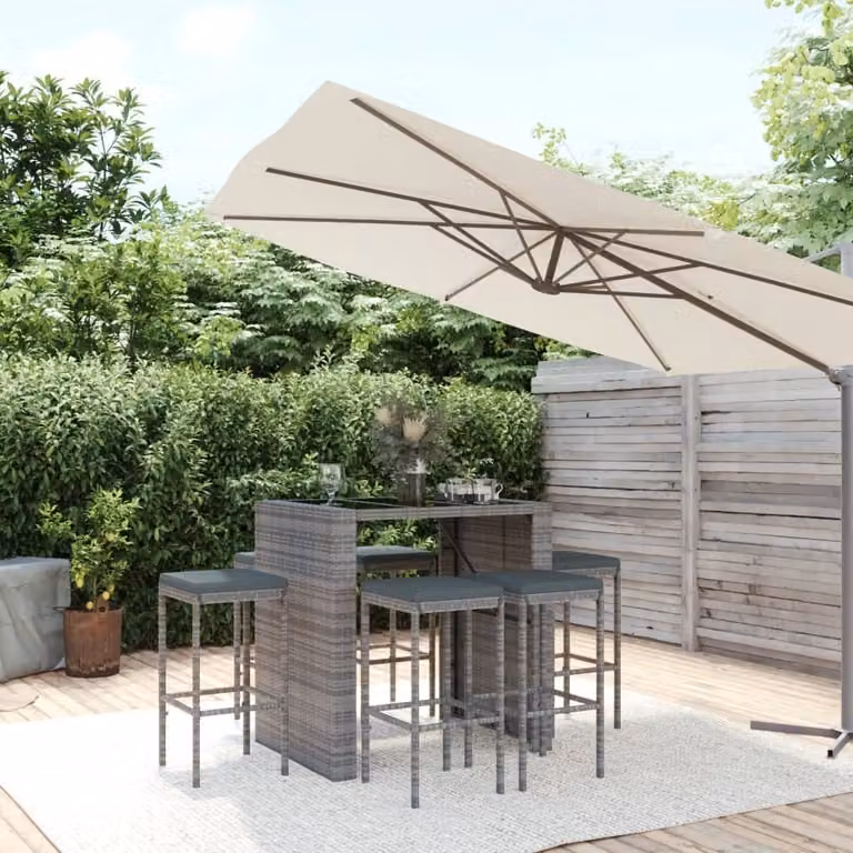 Maison Exclusive - Set Bar da Giardino 7 pz con Cuscini in Polyrattan Grigio
