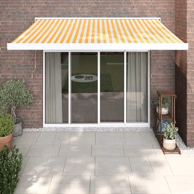 Tenda retrattile motorizzata Videx in alluminio e poliestere, colori giallo e bianco, L: 300 cm, P: 250 cm – 1