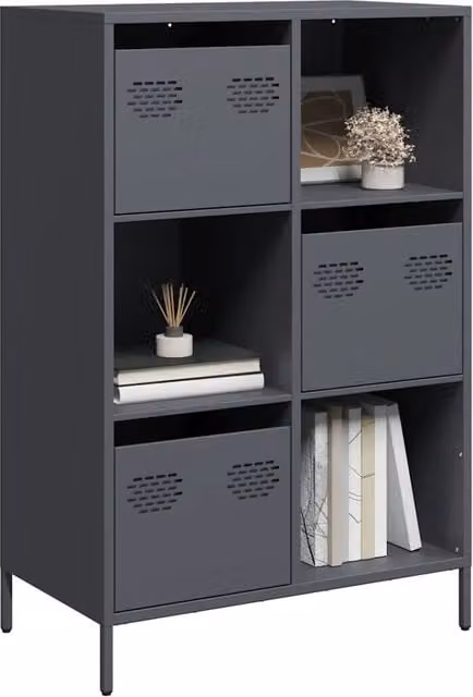 Credenza Buffet Armadio da Cucina Design Mania Antracite in Metallo L: 68 cm, P: 39 cm, H: 103,5 cm