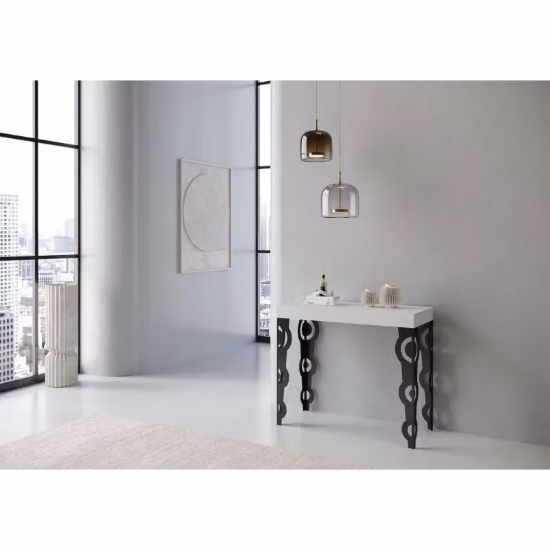 Consolle allungabile Itamoby Karamay Small Premium Bianco Frassino e Antracite L/P: 90 x 40 / 196 cm – 2