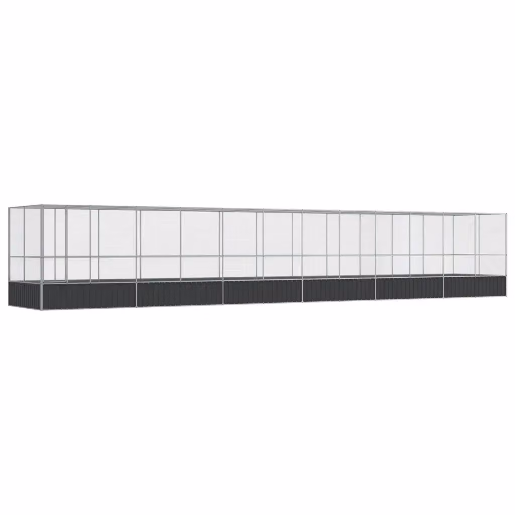 Voliera con estensione vidaXL in acciaio color argento e antracite L: 1246 cm, P: 207 cm, H: 212 cm – 2
